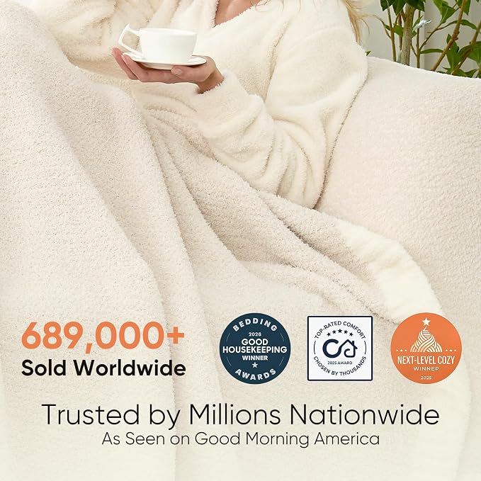 Snuggle Sac Buttery Ivory Bedding Blankets Twin Size 60x80, Super Soft Blankets - Image 2