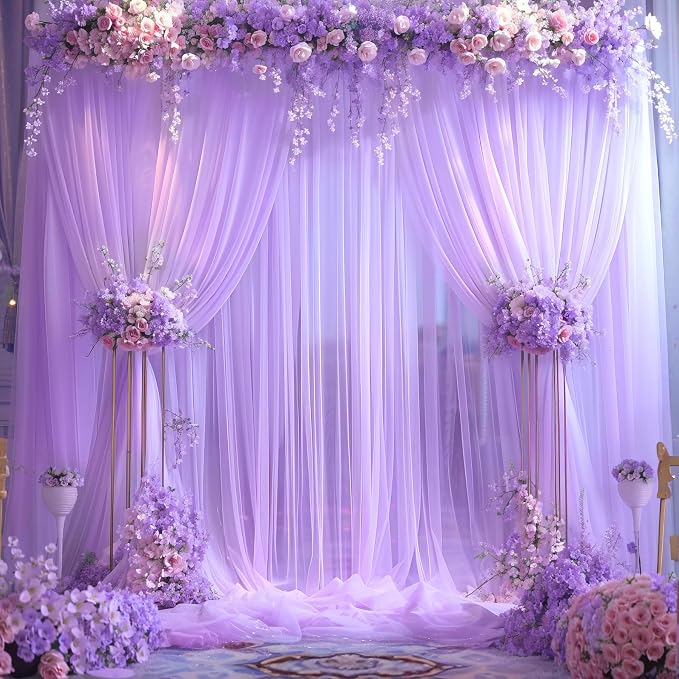 Lavender Tulle Backdrop Curtains - Image 5