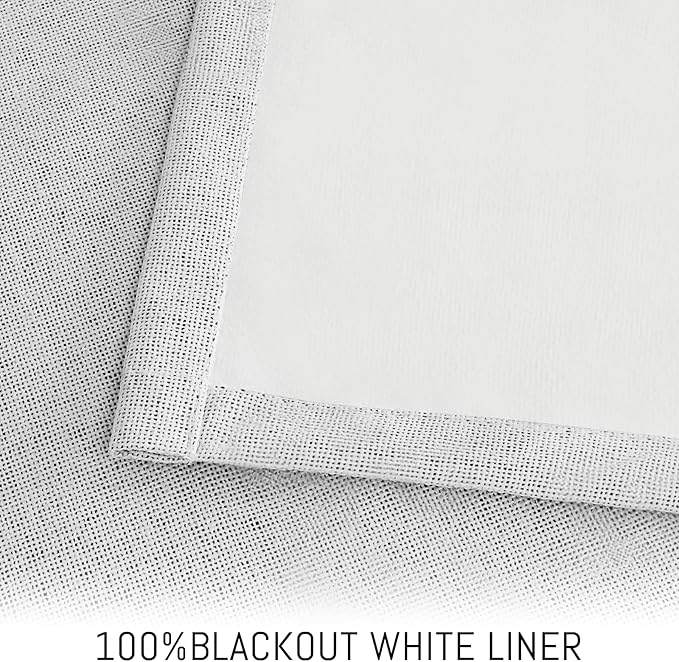 Yakamok White Curtains 100% Blackout 84 Inches Long, Room Darkening Textured - Image 3