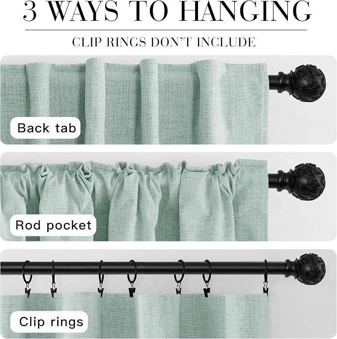 RYB HOME 100% Blackout Linen Textured Curtains 96 inches Long, Thermal - Image 7