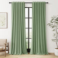Light Sage 100% Blackout Linen Curtains 120 Inch Length 2 Panels Set by Guken