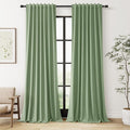 Guken Light Sage 100% Blackout Linen Curtains 90 Inch Length 2 Panels Set by Guken