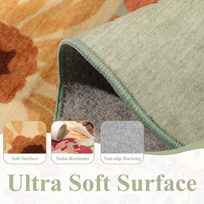 DUKINO 3x4 Rug, Non Slip Floral Washable Area Rug - Image 7