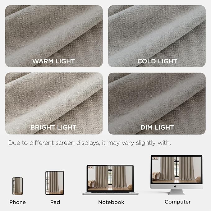 Joydeco Faux Linen Curtains 96 Inch Length 2 Panel Set, Light Filtering Curtains - Image 2