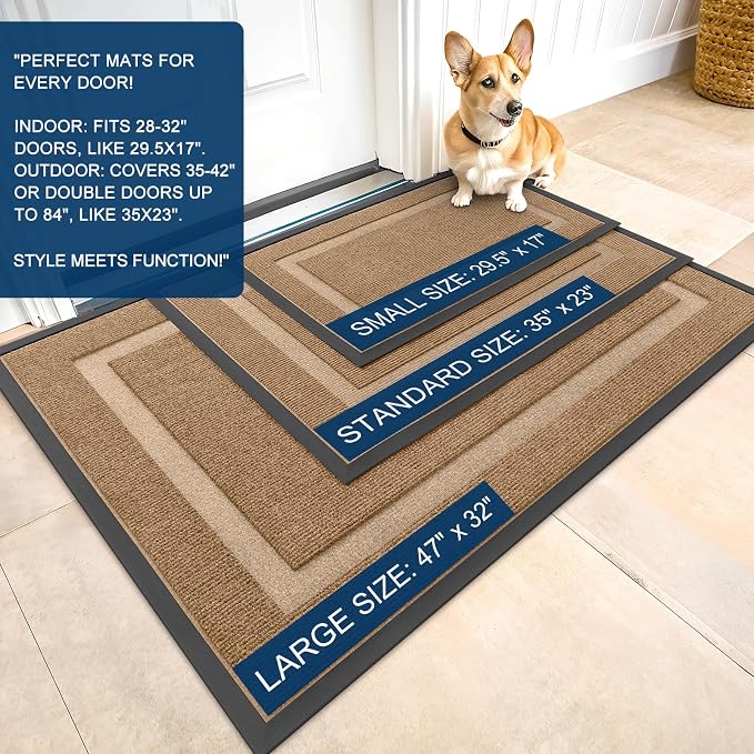 OLANLY Front Door Mat Outside 59x20, All-Season Heavy-Duty Rubber Doormat | - Image 2