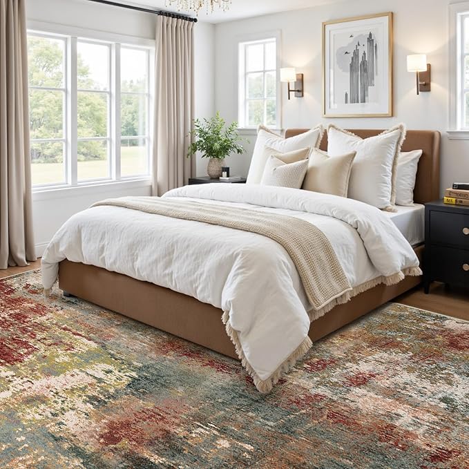 Washable Area Rugs Square 9ft Non-Slip Modern Abstract Soft - Image 7