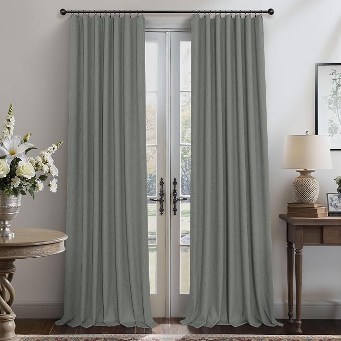 Grey Blackout Curtains for Bedroom 84 Inch Length 2 Panel Linen Textured - Image 7