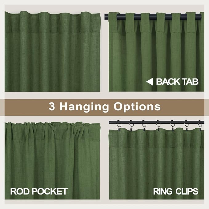 Pitalk Olive Green Curtains 63 Inch Length - Image 5
