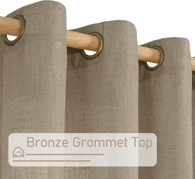 Taupe Linen Curtains 95 Inch Length 2 Panels - Image 4