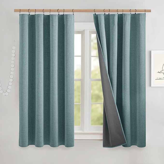 NICETOWN Skylark Blue 100% Blackout Short Curtains 63" Long by NICETOWN