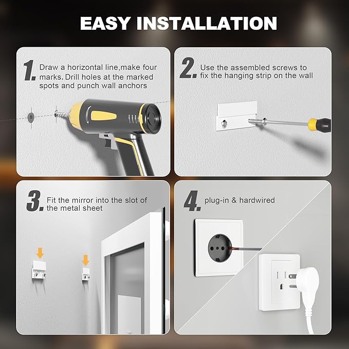 Hasipu LED Bathroom Mirror with Lights, 84" x 31" Hollywood Wall-Mounted Bathroom Mirror with 32 Dimmable Bulbs, 3 Colors Modes, Touch Control, Anti-Fog, Memory Function, Shatter-Proof, ETL Listed