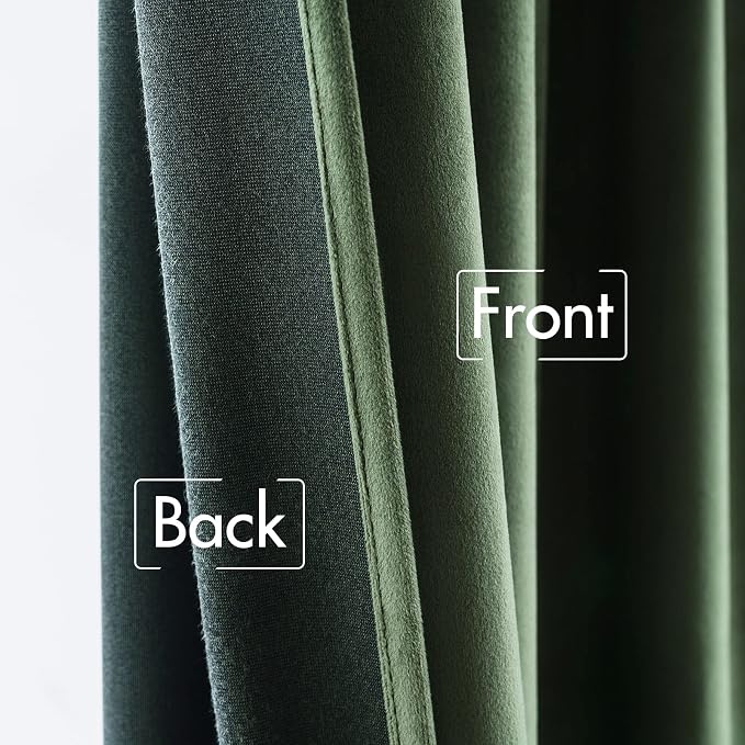 MIULEE Velvet Curtains 52x108 inches 2 Panels Olive Green Blackout Curtains | - Image 6