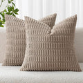 MIULEE Euro Sham Corduroy Decorative Throw Pillow Covers 22x22 Light Brown | by MIULEE