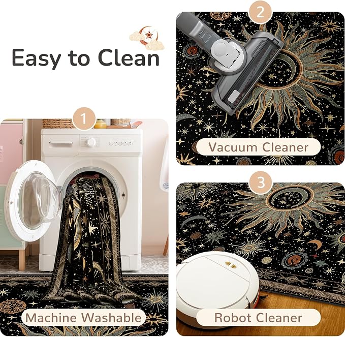 Vacuum-Friendly, Square 8ft Washable Area Rug - Image 3