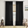 Black Pinch Pleated Linen Semi Sheer 90 Inch Curtains 2 Panels | Light Filtering by Twodrapes