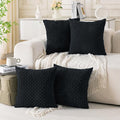 Set of 4 Black Decorative Throw Pillow Covers 18x18 Inch Corduroy Pillow Covers by Cozoomy