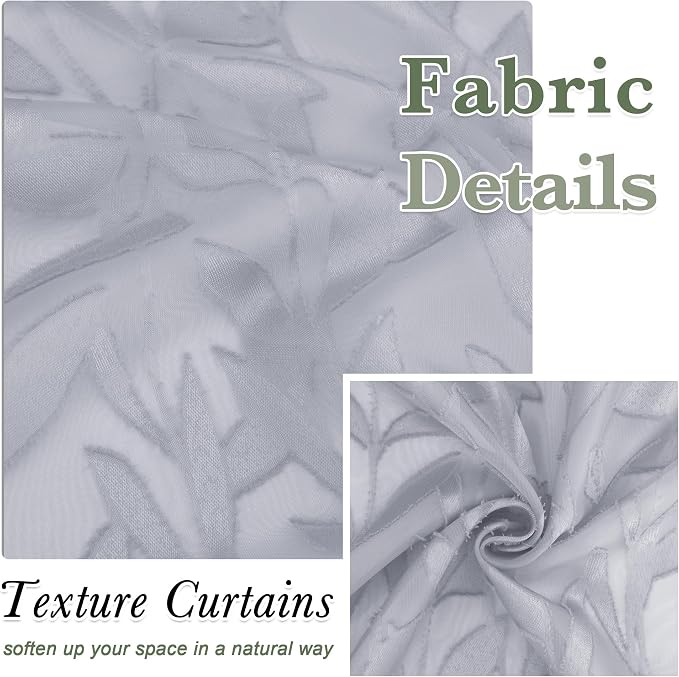 Lecloud Leia Light Grey Sheer Curtains 72 Inch Length 2 Panels, Airy & - Image 3