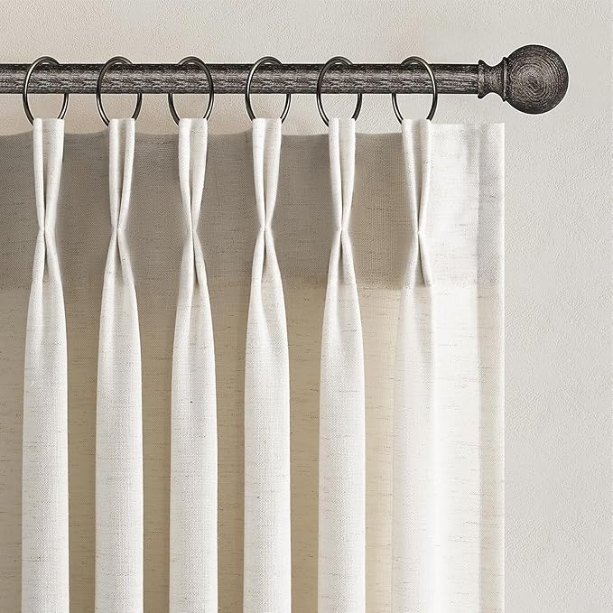 Topfinel 108 Inch Pinch Pleated Curtains 2 Panels, Birch Semi Sheer Curtains by Topfinel