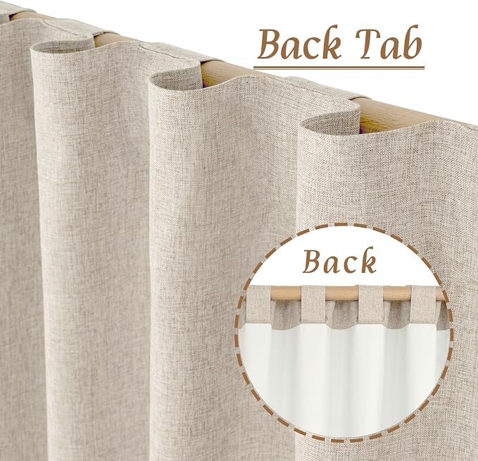 Oatmeal Linen 100% Blackout Window Curtains - Image 3