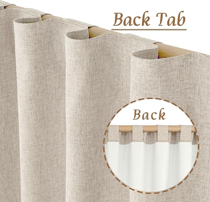 Oatmeal 100% Blackout Linen Curtains 63 Inches - Image 3