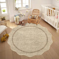 GarveeHome Scalloped Washable Round Rugs Non-Slip Soft Round Rug 4ft | by GarveeHome