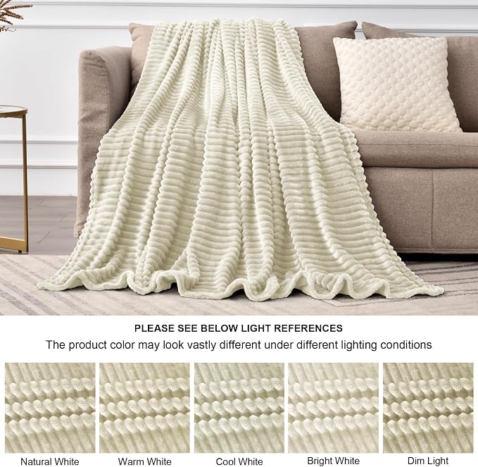 BEDELITE Fleece Blanket Twin Size – 3D Ribbed Jacquard Soft and Warm Decorative - Image 9