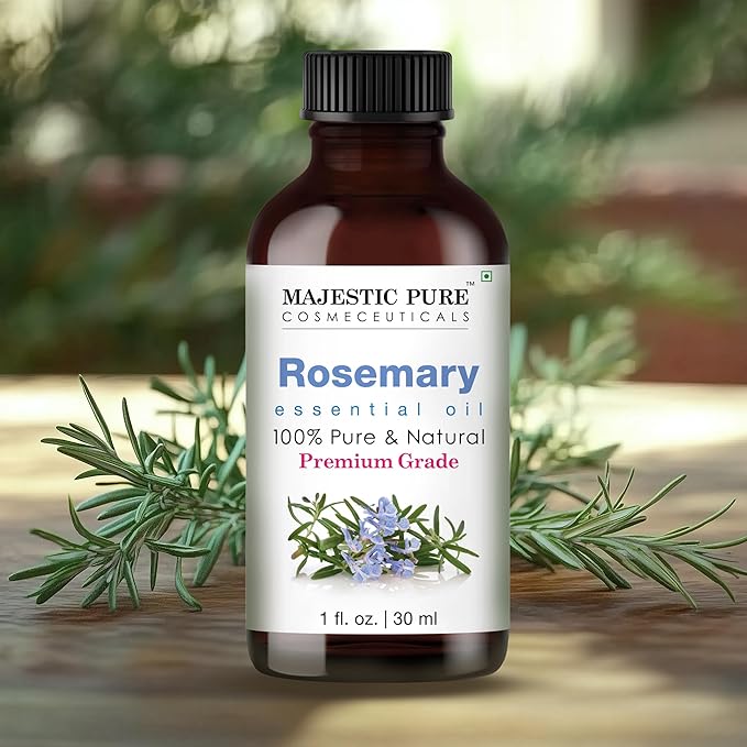 Majestic Pure Rosemary Essential Oil with Glass Dropper - 1 Fl Oz - 100% Pure and Natural Rosemary Oil - Premium Grade Essential Oils for Diffuser, Aromatherapy, Soap and Candle Making