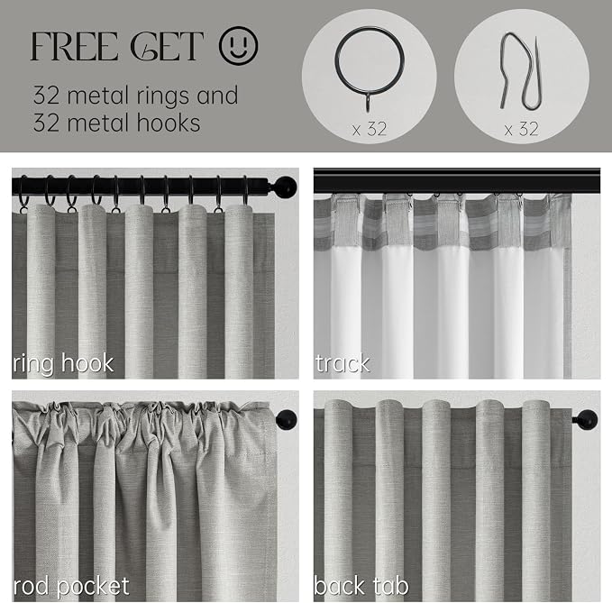 Topfinel 102 Inches Long Linen Blackout Curtains - Image 6