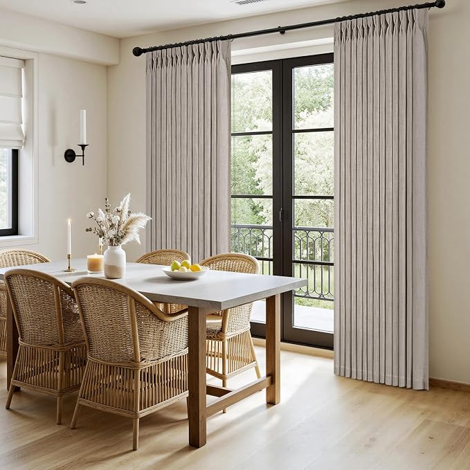 MIULEE Pinch Pleated Thick Linen Curtains 108 Inches Length 2 Panels - Image 3