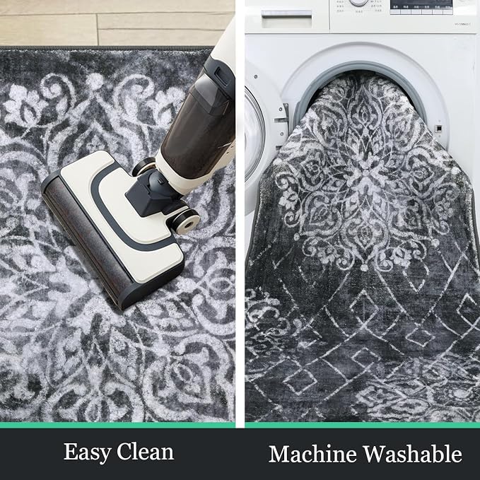 HEBE Hallway Runner Rug 2'8''x8', Washable Non Slip Kitchen Rug Runner | Soft - Image 5