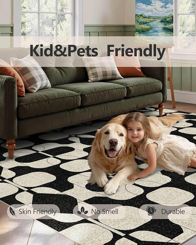 Latte&Fog 3x5 Entryway Rug, Vintage Washable Area Rug, Boho Non Slip Low Pile - Image 7