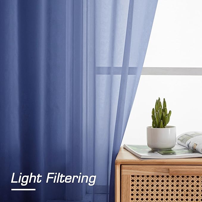 OWENIE Sheer Curtains 84 Inches Long 2 Panels Set - Image 4