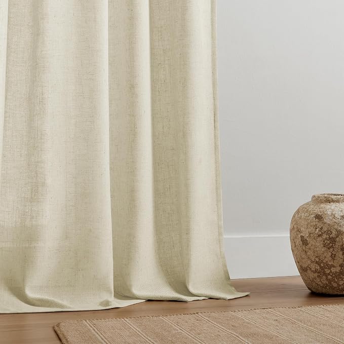 Joydeco Linen Curtains 96 Inch Length 2 Panel Sets, Light Filtering Curtains - Image 4
