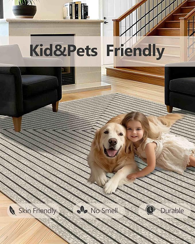 Latte&Fog 10x14 Area Rug for Living Room, Extra Large Beige Modern Abstract - Image 7