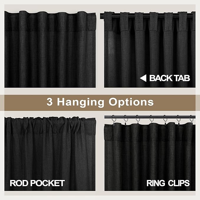 Pitalk Black Extra Long Curtains 120 Inches Long - Image 4