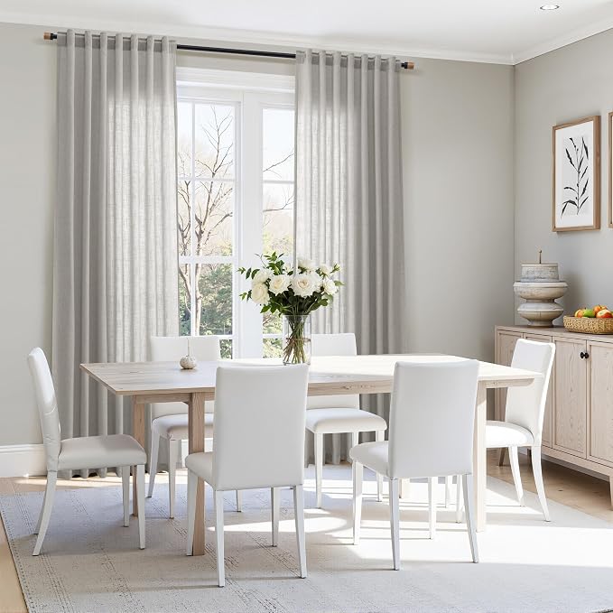 Nanspring Light Gray Linen Curtains 96 Inches Long - Image 7