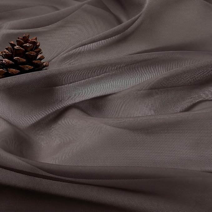 Chocolate Sheer Curtains 120 Inches Long 2 Panels Set, 59 Inch Extra Wide Soft - Image 5
