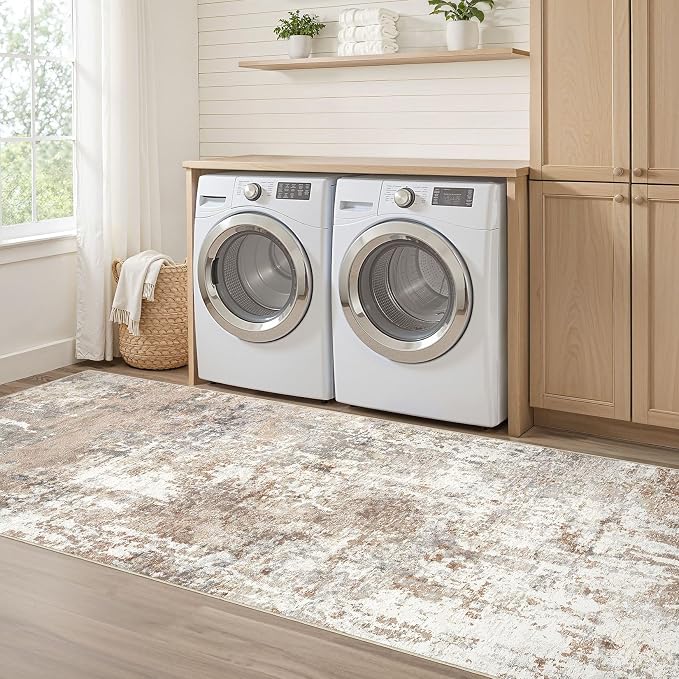 LOONGRUG Runner Rug 3x8 Washable Non-Slip Kitchen Neutral Modern Rug | Abstract - Image 7