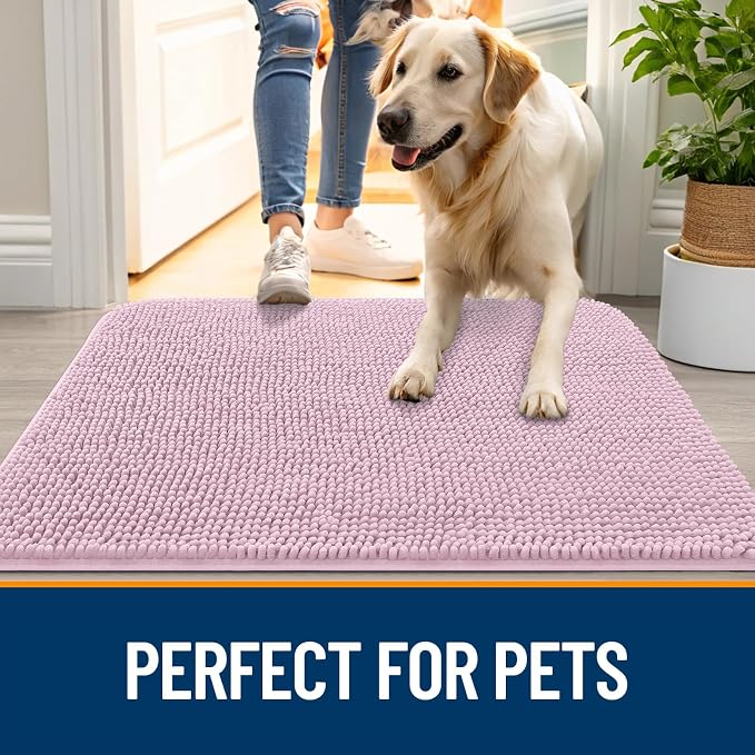 OLANLY Dog Door Mat for Muddy Paws 40x32, Super Absorbent Chenille Mud Mat | - Image 6