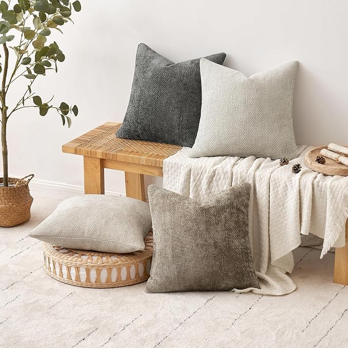 MIULEE Pack of 4 Couch Throw Pillow Covers 20x20 Inch Neutral Soft Decorative - Image 4