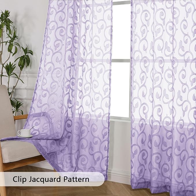 OWENIE Furman Sheer Curtains 63 inch Length - Image 2