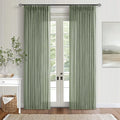 Sage Green Pinch Pleat Semi Sheer Linen Curtains 108 Inches Long 2 Panels | by Twodrapes