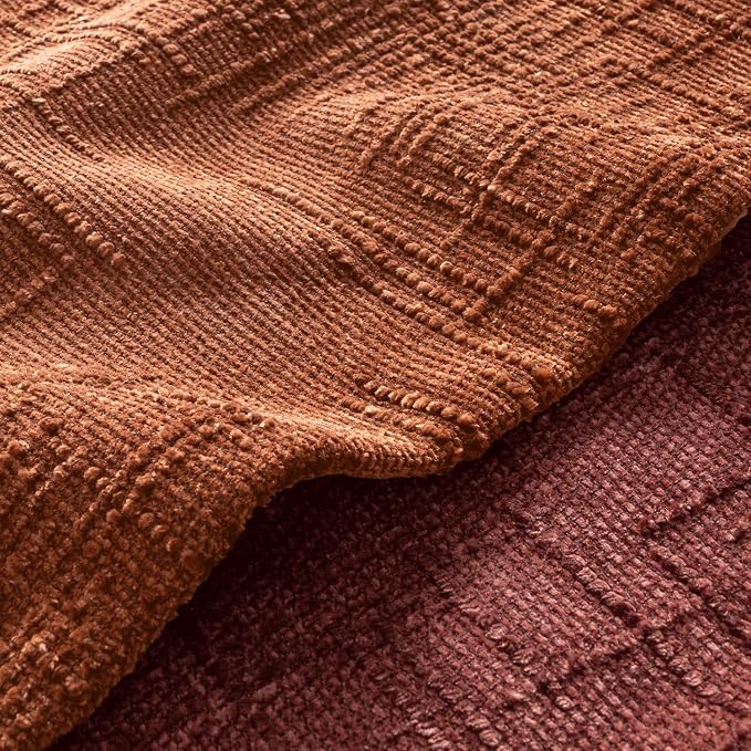 MIULEE Chenille Textured Fall Throw Pillow Covers Burnt Orange 20x20 | Set of 2 - Image 7