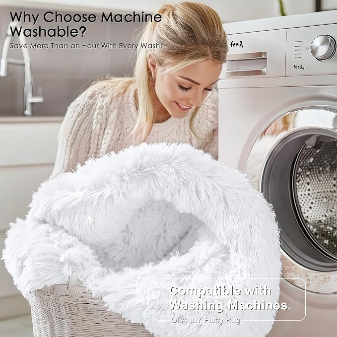OLANLY 4x5 Machine Washable Accent Rug, Soft Fluffy Shaggy Area Rug - Image 2