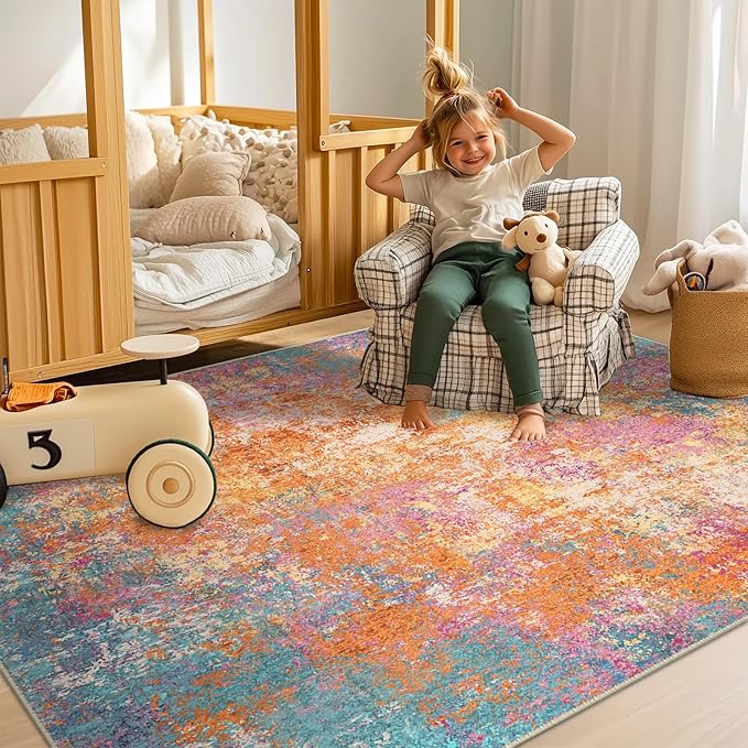 RELEANY Washable 5'x7' Abstract Area Rug - Image 4