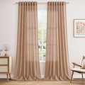 Peach Linen Curtains 96 Inches Long Set by Nanspring
