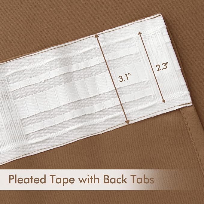 MIULEE Cappuccino Brown Back Tab Blackout Curtains 52"x90" Long 2 Panel Set | - Image 4