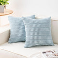 Pack of 2 Corduroy Decorative Throw Pillow Covers 18x18 Inch, Sky Blue | Fall by Unknown