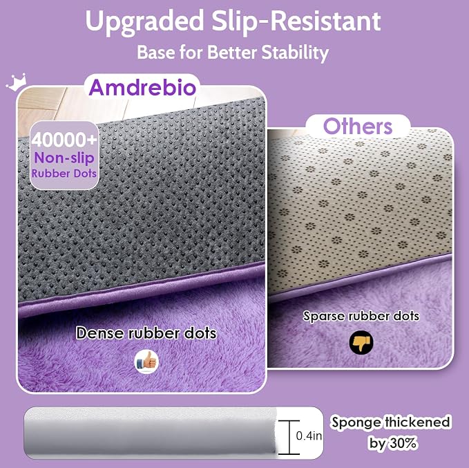 Amdrebio Purple Furry Shag Area Rug 5x8 - Image 6