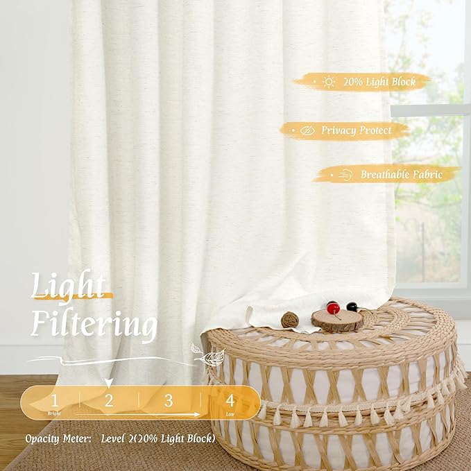 Natural Linen Curtains 72 inch Length - Image 4